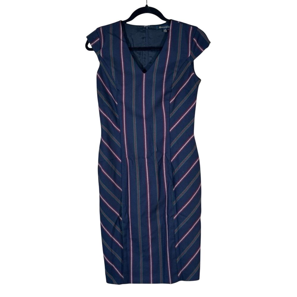 Brooks Brothers Blue Pinstriped Sheath Dress Womens 4 Corpcore Preppy Classic